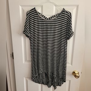 Lilypad Black and White Stripe Blouse Top
